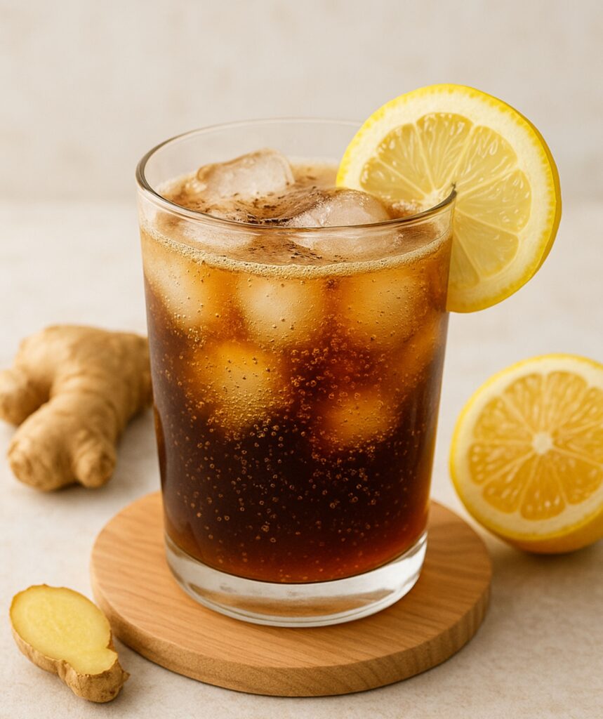 resep kopi kekinian Sparkling Lemon Ginger Coffee